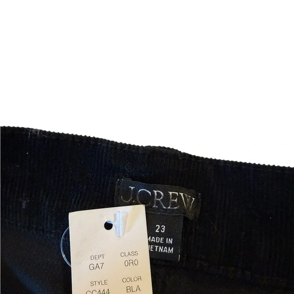 J Crew Slim Wide Leg Stretch Black Corduroy Sailor CC444 Size 23 NEW Kidsc L/XL